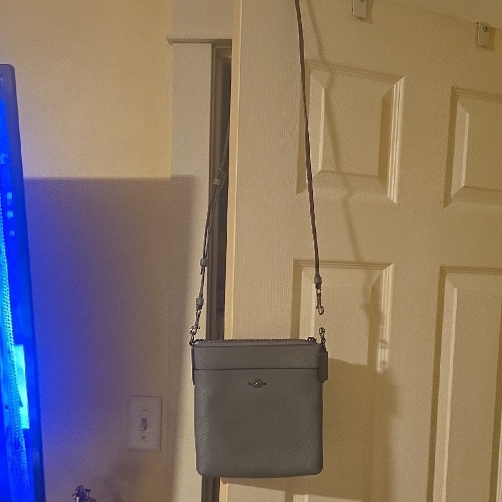 Charcoal Gray Authentic Coach Crossbody Bag, Two Inside Pockets 1 Outside